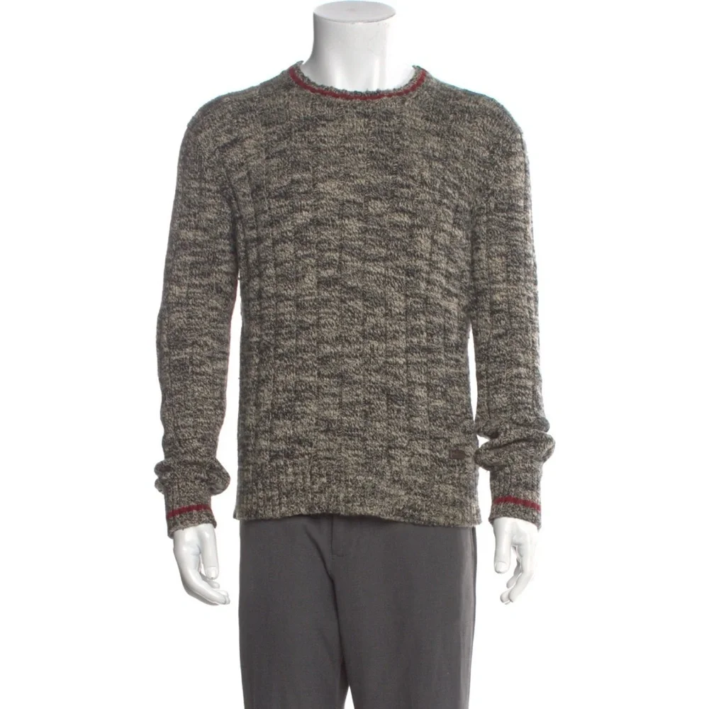 Polo Ralph Lauren Knit Sweater Men’s M Black & White Tweed Unisex Old Money